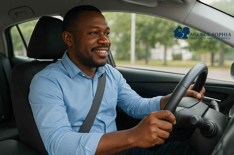 Chauffeur au volant d'une voiture